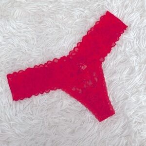 Victoria’s Secret red daisy mesh stretch lace thong